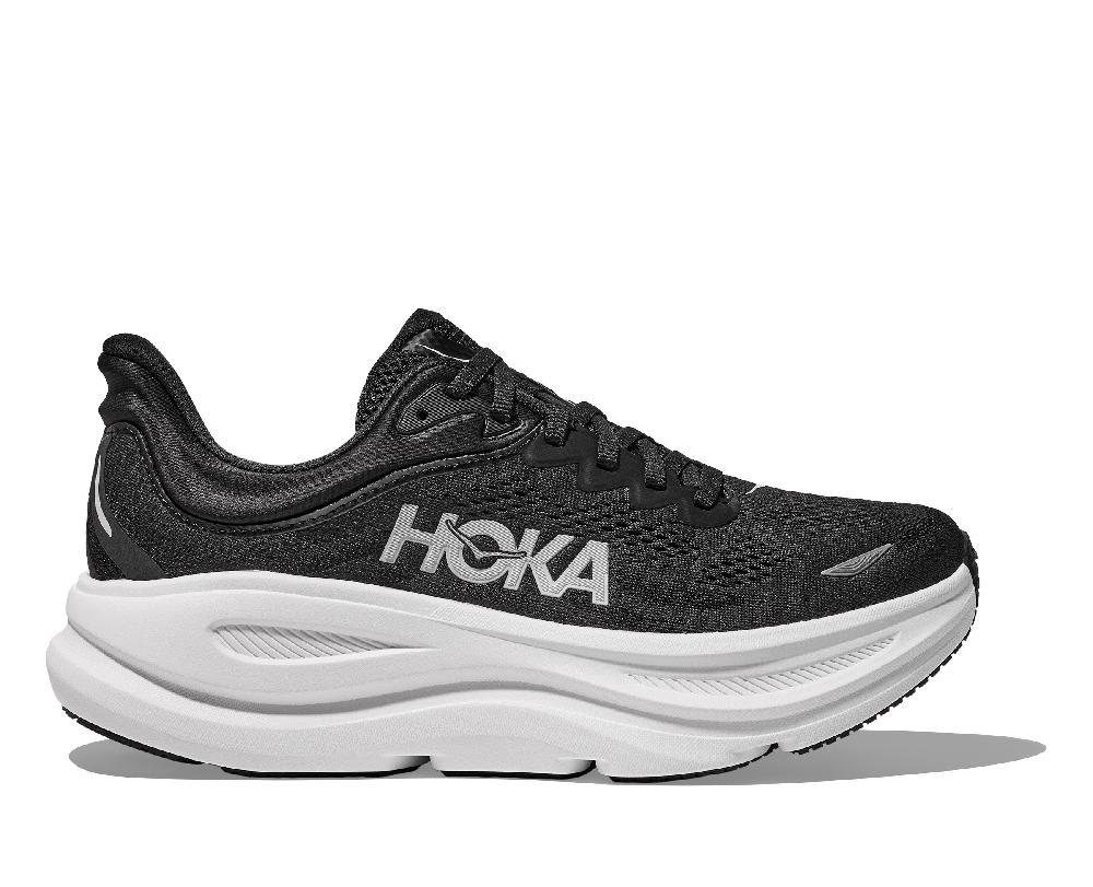 Hoka Black/White Bondi 9 Wide Width Women's Running Shoes 1162014-BWHT