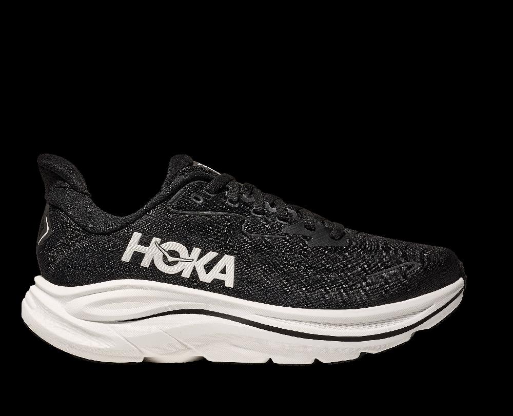 Hoka Black/White Clifton 10 Wide Width Women's Running Shoes 1162050-BWHT
