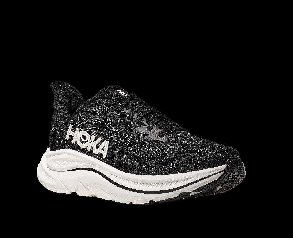 Hoka Black/White Clifton 10 Wide Width Women's Running Shoes 1162050-BWHT