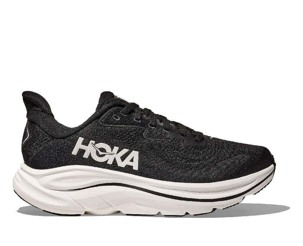 Hoka Black/White Clifton 10 Women's X-tra Wide Running Shoes 1162052-BWHT