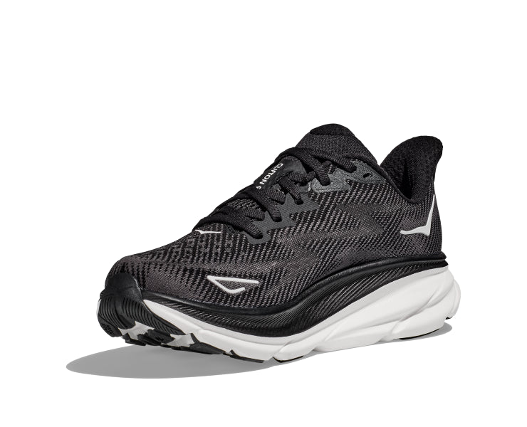 Hoka Black/White Clifton 9 Wide Width Women's Running Shoes 1132211-BWHT