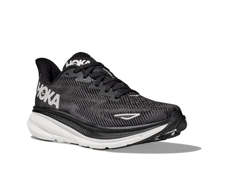 Hoka Black/White Clifton 9 Wide Width Women's Running Shoes 1132211-BWHT
