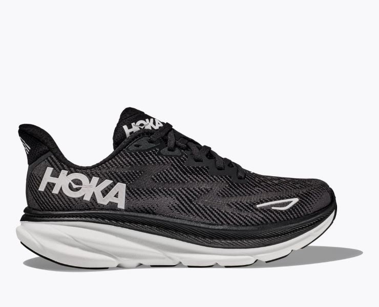 Hoka Black/White Clifton 9 Women's Running Shoes 1127896-BWHT