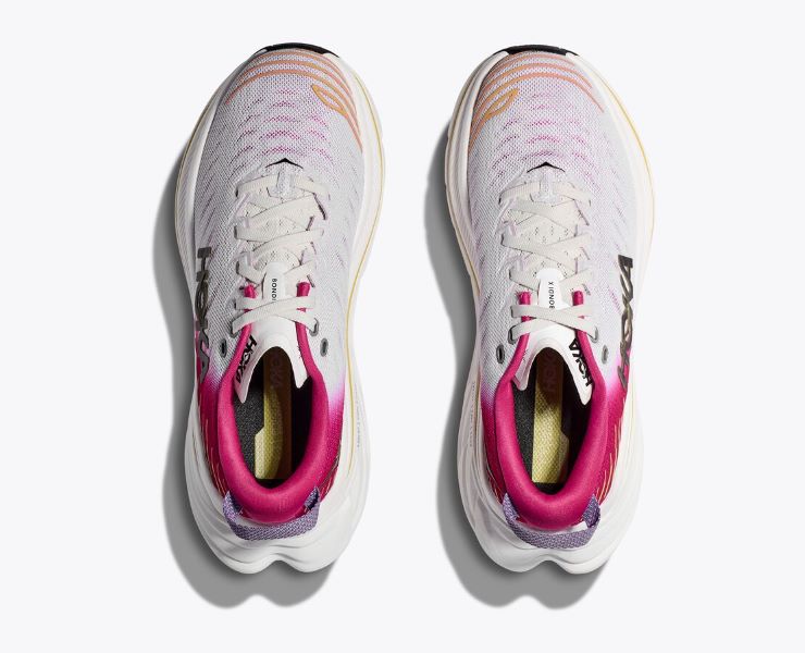 Hoka Blanc De Blanc/Pink Yarrow Bondi X Women's Race Shoes 1113513-BDBPY