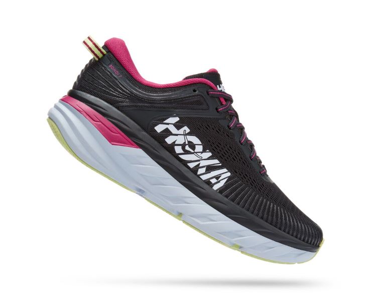 Hoka Blue Graphite And Festival Fuchsia Bondi 7 Womens Running Shoes 1110519-BGFF