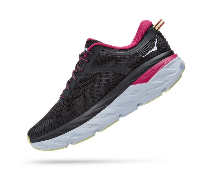 Hoka Blue Graphite And Festival Fuchsia Bondi 7 Womens Running Shoes 1110519-BGFF