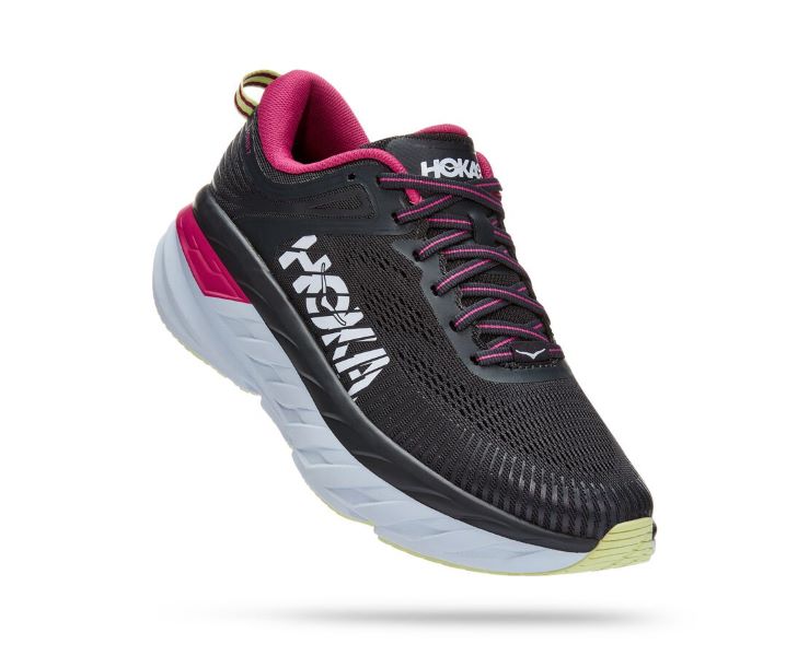 Hoka Blue Graphite and Festival Fuchsia Bondi 7 Womens Running Shoes 1110519-BGFF