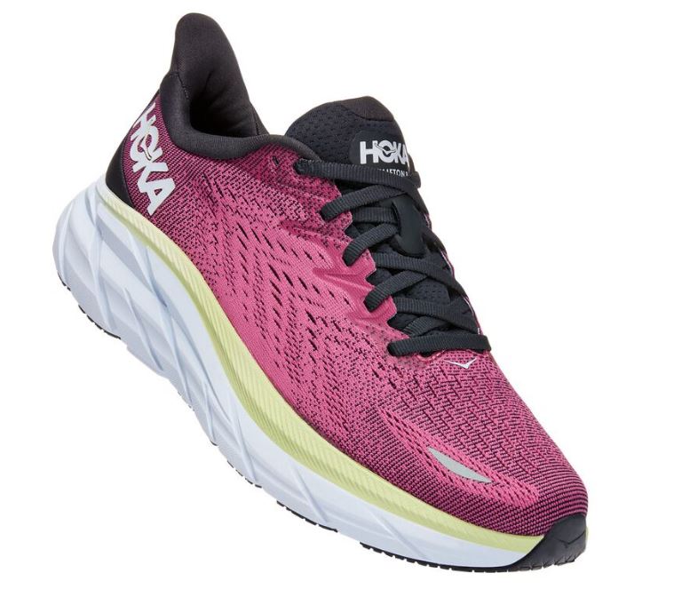 Hoka Blue Graphite/Ibis Rose Clifton 8 Womens Running Shoes 1119394-BGIR