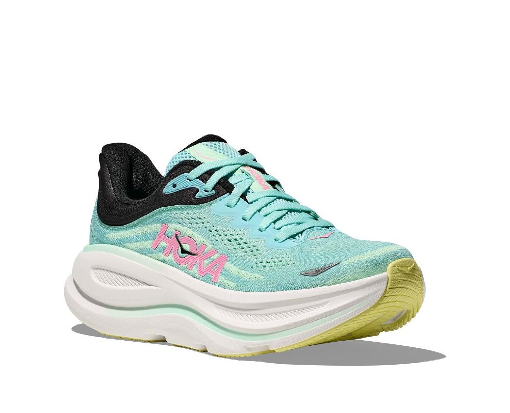 Hoka Blue Spark/Mint Flourite Bondi 9 Women's Wide Width Running Shoes 1162014-BTF