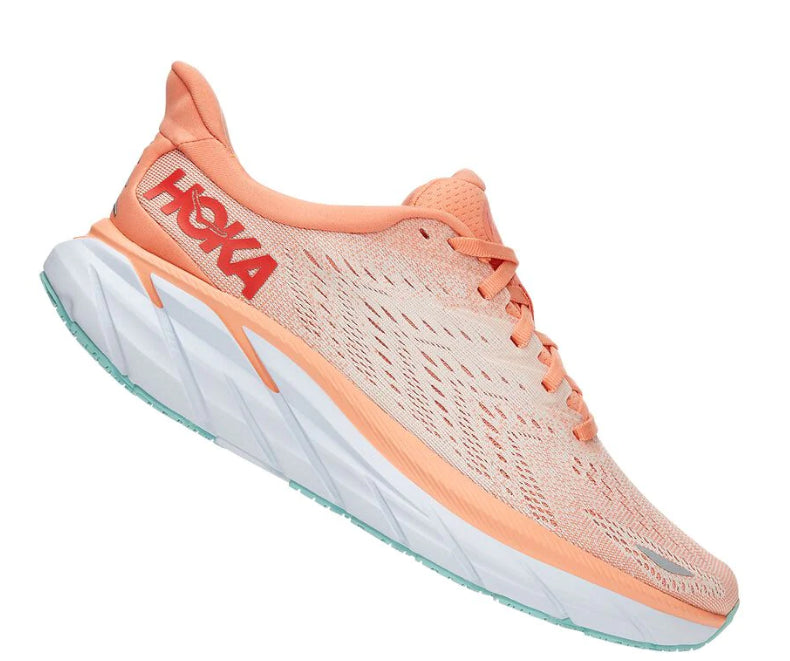Hoka Cantaloupe With Silver Peony Clifton 8 Ladies Running Shoes 1119394-CSPY
