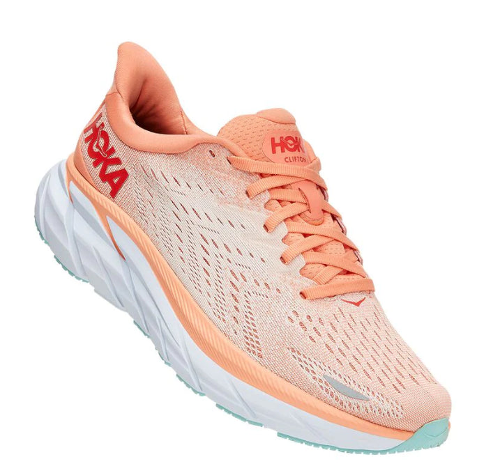 Hoka Cantaloupe with Silver Peony Clifton 8 Ladies Running Shoes 1119394-CSPY