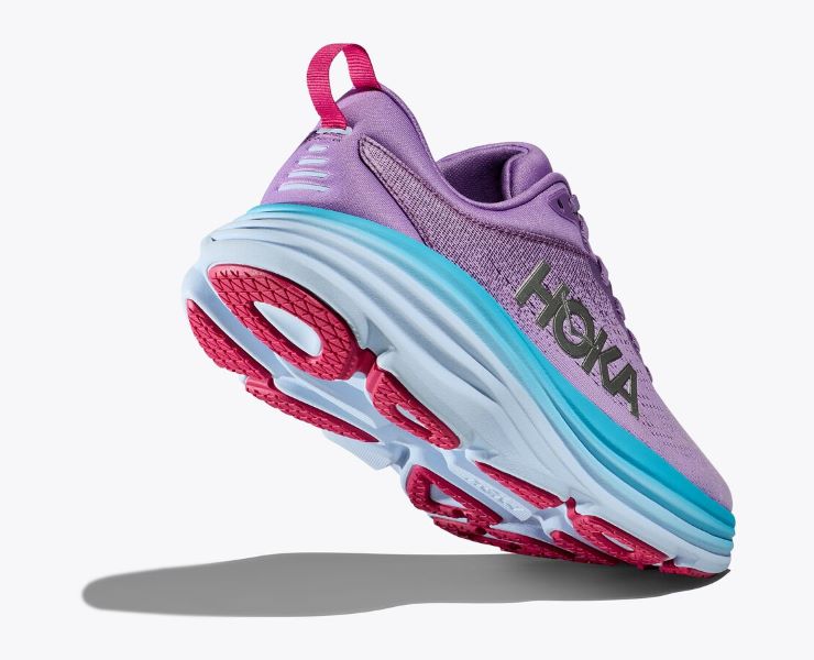 Hoka Chalk/Violet/Lilac Bondi 8 Women's Athletic Shoes 1127952-CVPL