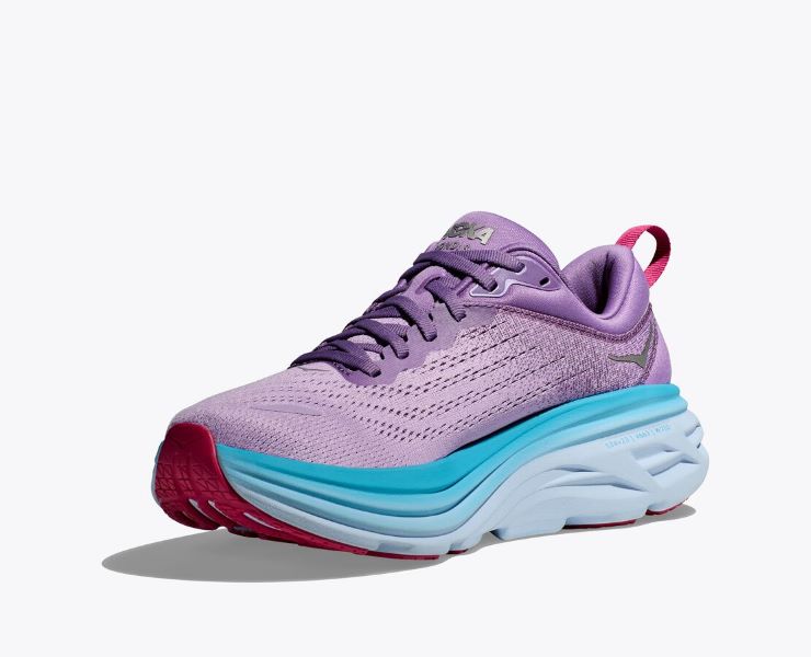 Hoka Chalk/Violet/Lilac Bondi 8 Women's Athletic Shoes 1127952-CVPL