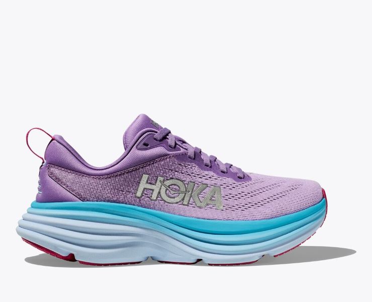 Hoka Chalk/Violet/Lilac Bondi 8 Women's Athletic Shoes 1127952-CVPL