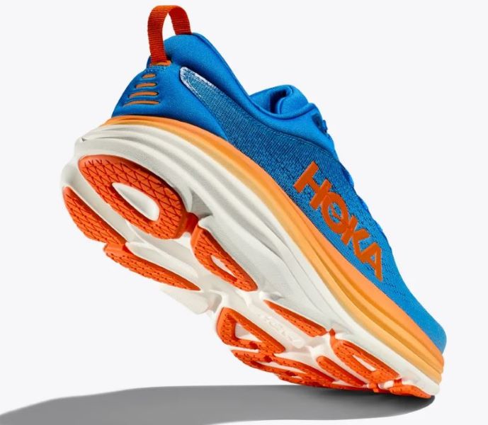 Hoka Coastal Sky/Vibrant Orange Bondi 8 Men's Wide Width Running Shoes 1127953-CSVO