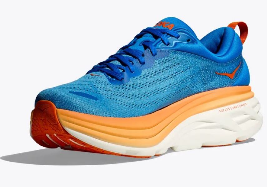 Hoka Coastal Sky/Vibrant Orange Bondi 8 Men's Wide Width Running Shoes 1127953-CSVO