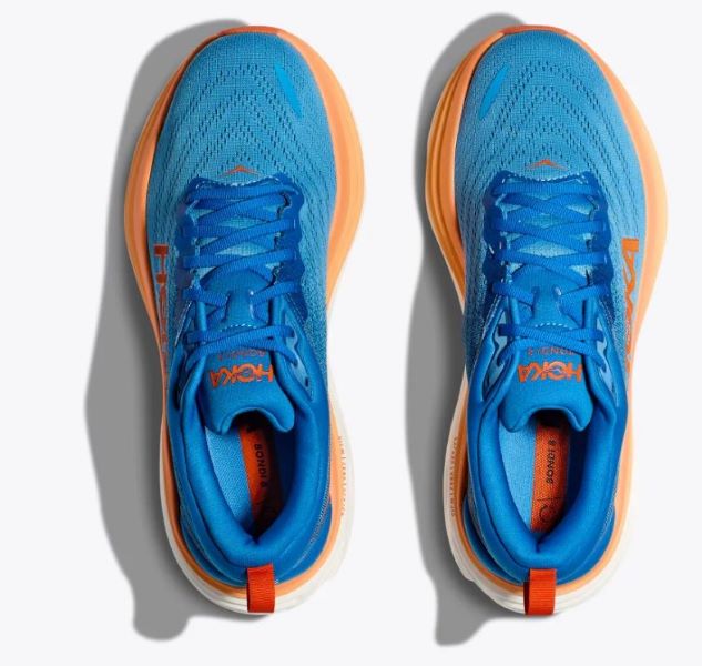 Hoka Coastal Sky/Vibrant Orange Bondi 8 Men's Wide Width Running Shoes 1127953-CSVO