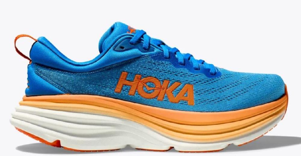 Hoka Coastal Sky/Vibrant Orange Bondi 8 Men's Wide Width Running Shoes 1127953-CSVO