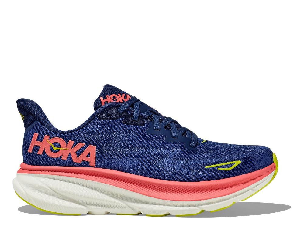 Hoka Evening Sky/Coral Clifton 9 Women's Running Shoes 1127896-EVN