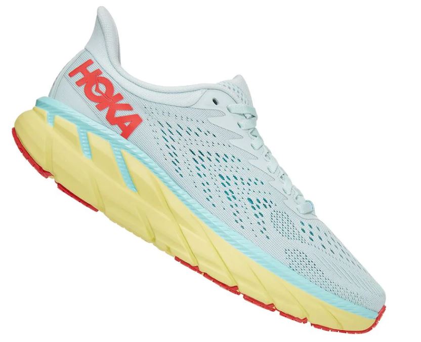 Hoka Morning Mist/Hot Coral Clifton 7 Womens Road Running Shoes 1110509/35-MMHC