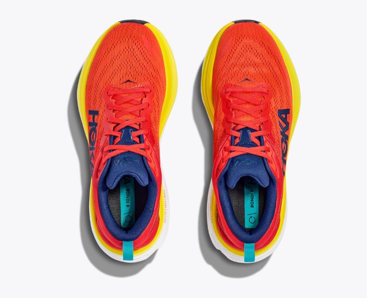 Hoka Red Alert/Flame Bondi 8 Men's Athletic Shoes 1123202-RAFL