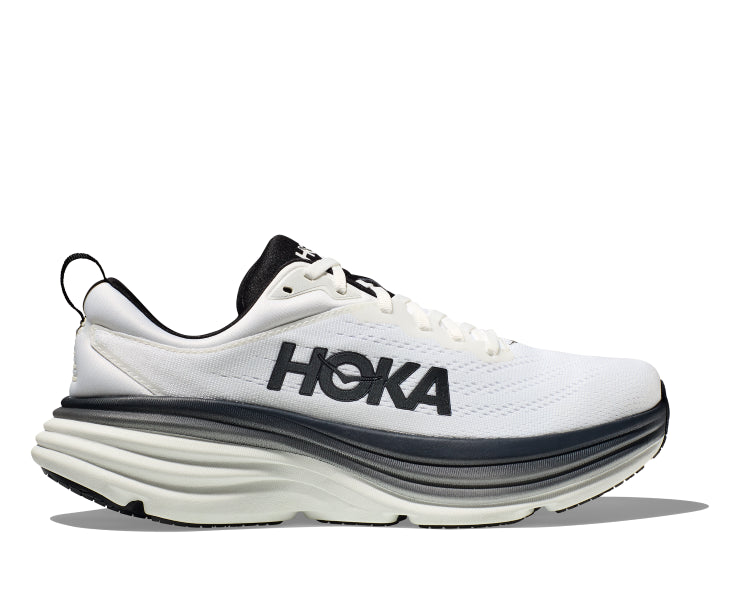 Hoka White/Black Bondi 8 Men's Athletic Shoes 1123202-WBLC