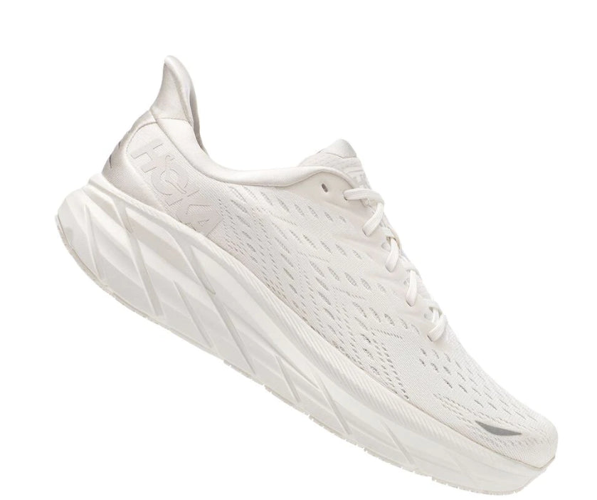 Hoka White Clifton 8 Ladies Running Shoes 1119394-WWH