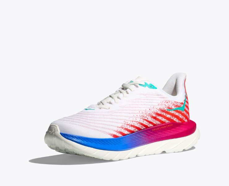 Hoka White/Flame Mach 5 Men's Running Shoes 1127893-WFM