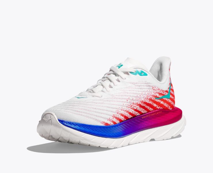 Hoka White/Flame Mach 5 Women's Running Shoes 1127894-WFM