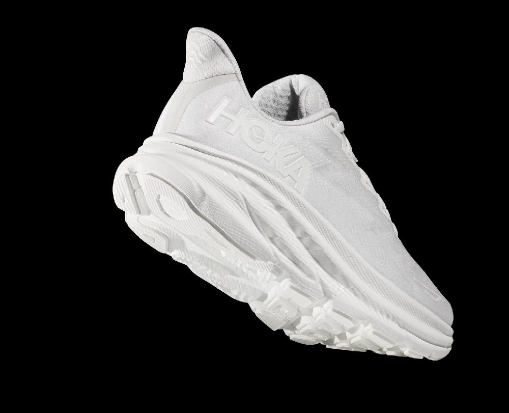 Hoka White/White Clifton 9 Women's Wide Width Running Shoes 1132211-WWH