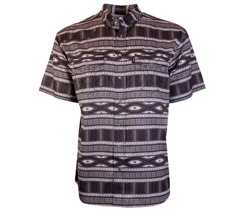 Hooey Black/Aztec 'Sol' Short Sleeve Men's Pearl Snap Shirt HT1761BKAZ
