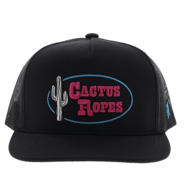 Hooey Black CR113 Cactus Ropes Snapback Hat With Pink And Blue Stitching CR113