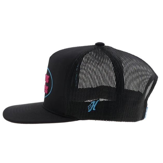 Hooey Black CR113 Cactus Ropes Snapback Hat With Pink And Blue Stitching CR113