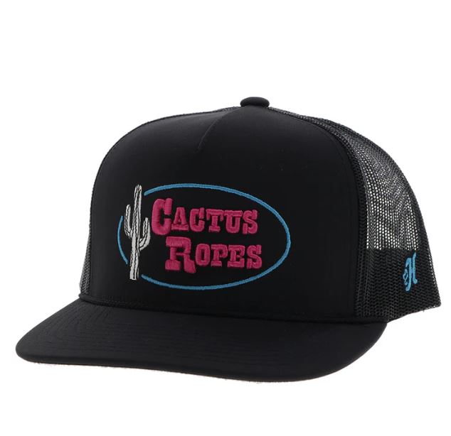 Hooey Black CR113 Cactus Ropes Snapback Hat with Pink and Blue Stitching CR113