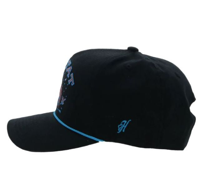 Hooey Black W/Orange And Blue Stitching Habitat Snapback Hat 6017T-BK