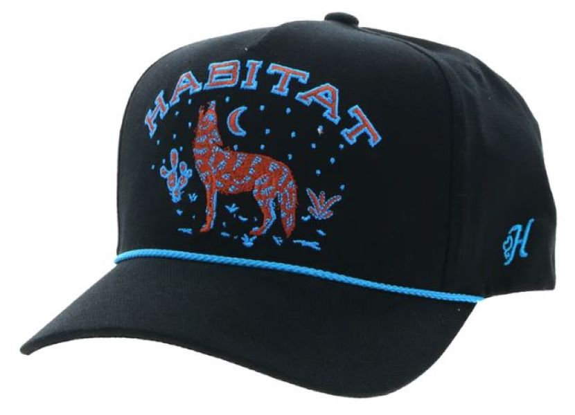 Hooey Black w/Orange and Blue Stitching Habitat Snapback Hat 6017T-BK