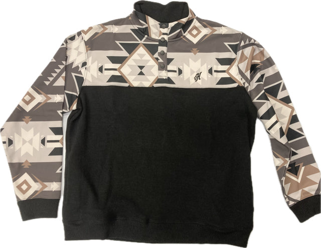 Hooey Black/White/Brown with Aztec Print Stevie Men's Pullover HH1248BKAZ
