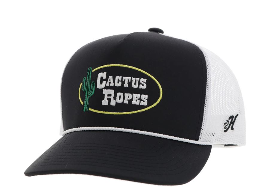 Hooey Black/White Cactus Ropes Ball Cap CR106