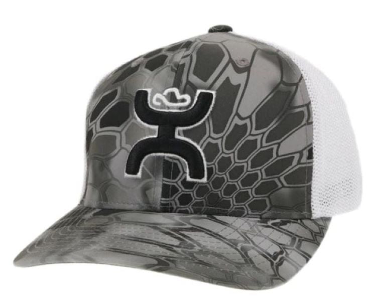 Hooey Black/White with Grey Bass Flexfit Mens Cap 2155GYWH