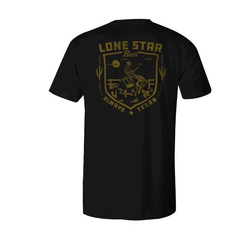 Hooey Black with Mustard Print Lone Star Men's Short Sleeve Tee Shirt HT1617BK