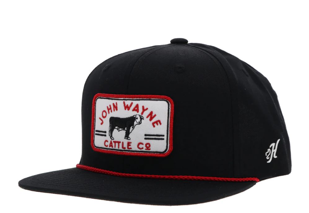 Hooey Black With Red & White Patch 'John Wayne' Hat 2365T-BK