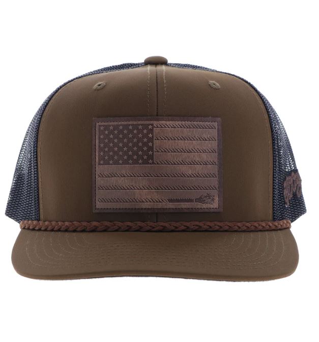 Hooey Brown/Black Liberty Roper Snapback Hat With Leather Patch 2510T-BRBK