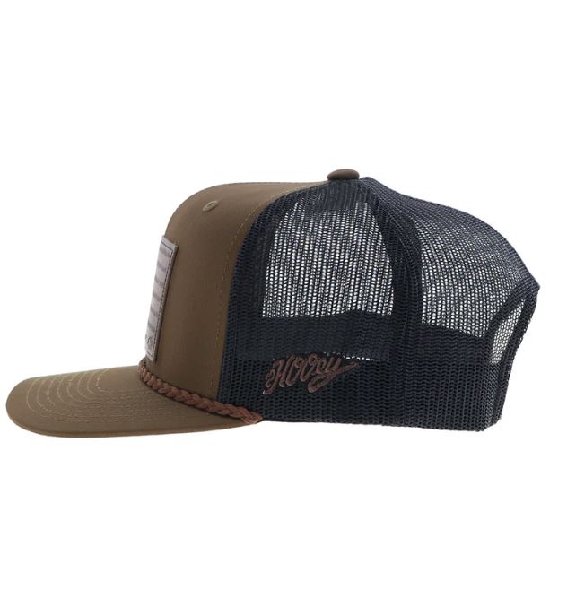 Hooey Brown/Black Liberty Roper Snapback Hat With Leather Patch 2510T-BRBK