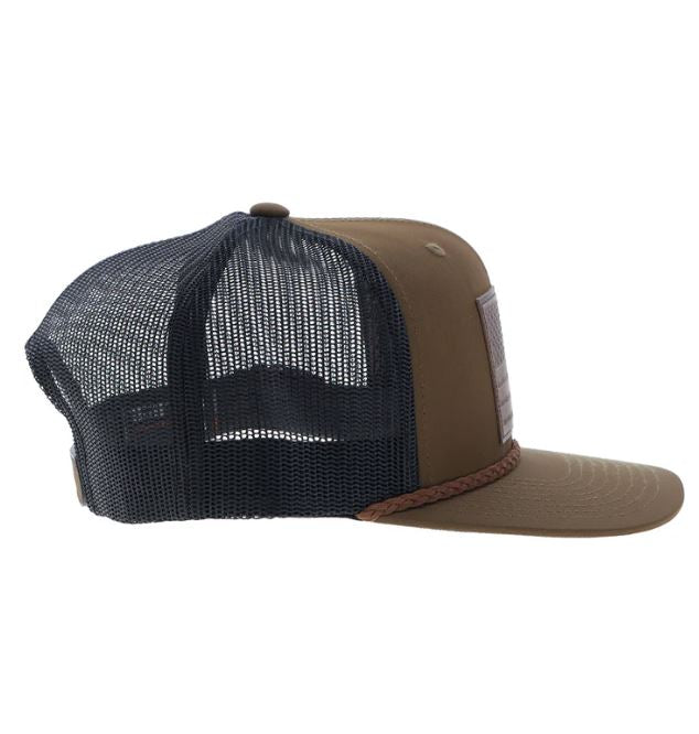 Hooey Brown/Black Liberty Roper Snapback Hat With Leather Patch 2510T-BRBK