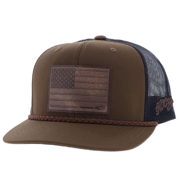 Hooey Brown/Black Liberty Roper Snapback Hat with Leather Patch 2510T-BRBK