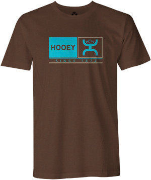 Hooey Brown Heather/Turquoise Roots Crew Neck Mens Tee Shirt HT1235