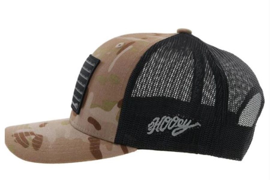 Hooey Camo/Black Liberty Roper Snapback Hat 2110T-TNBK