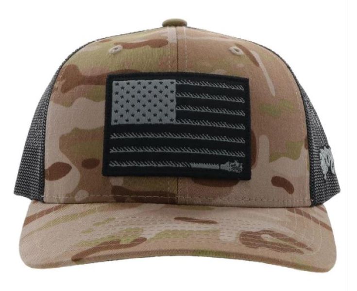 Hooey Camo/Black Liberty Roper Snapback Hat 2110T-TNBK