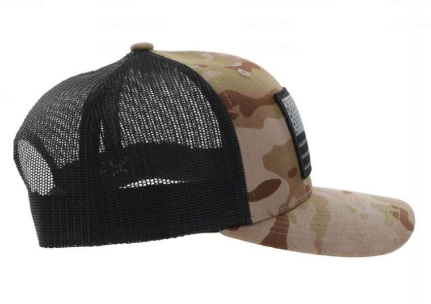 Hooey Camo/Black Liberty Roper Snapback Hat 2110T-TNBK