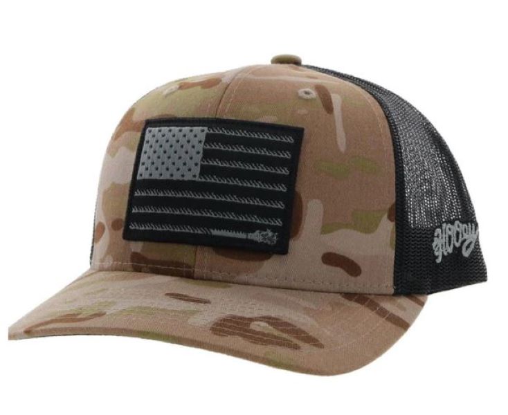Hooey Camo/Black Liberty Roper Snapback Hat 2110T-TNBK